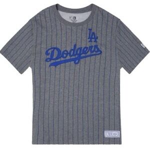 NEW ERA LOS ANGELES DODGERS GRAY PINSTRIPE SHORT SLEEVE T-SHIRT Sz Large